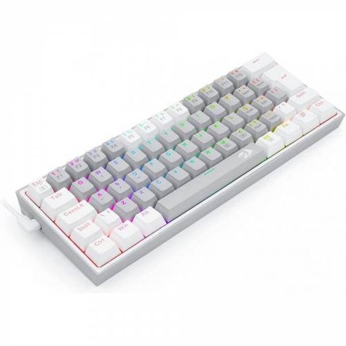 Tastatura Redragon Fizz, RGB LED, USB, Grey-White