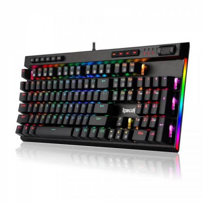 Tastatura Redragon Surya Mecanica, RGB LED, USB, Black