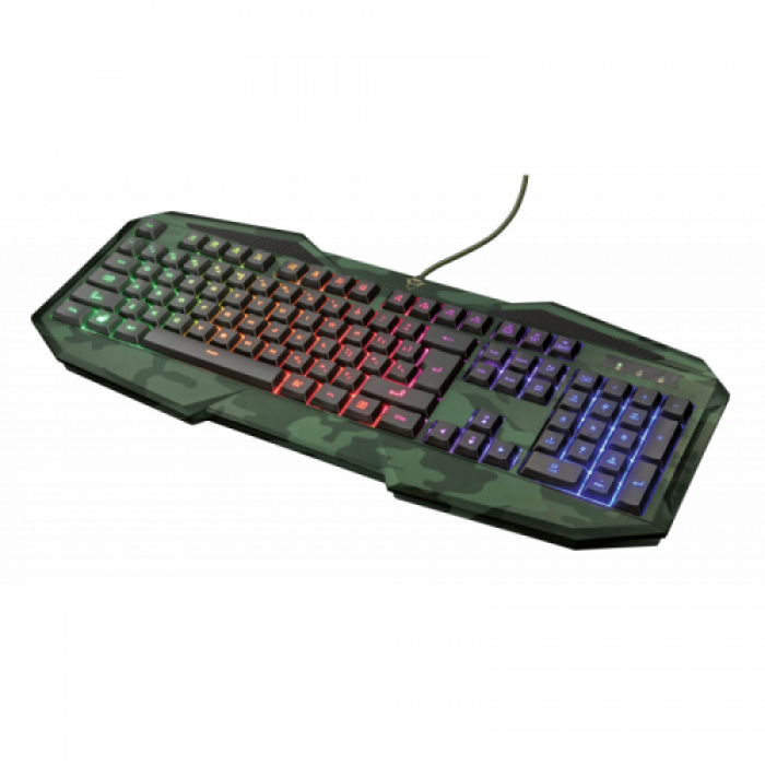 Tastatura Trust GXT 830 RW-C Avonn Camo, RGB LED, USB, Black-Green