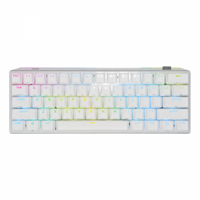 Tastatura Wireless Corsair K70 PRO MINI, RGB LED, USB Wireless/Bluetooth, White