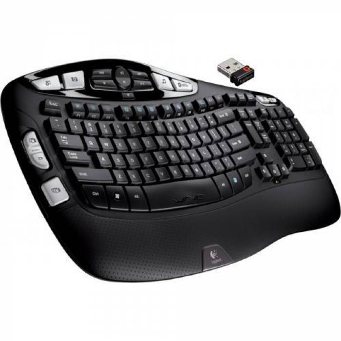 Tastatura Wireless Logitech K350, USB, Layout UK, Black