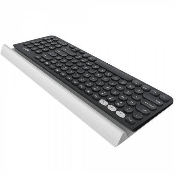 Tastatura Wireless Logitech K780, Bluetooth, Layout UK, Black-White