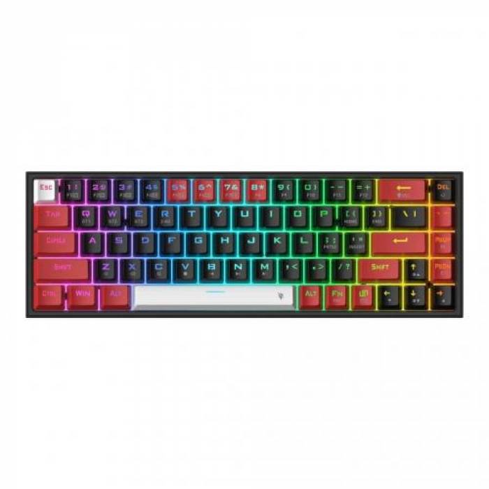 Tastatura Wireless Redragon Castor Pro, RGB LED, USB Wireless/Bluetooth, Black-Red