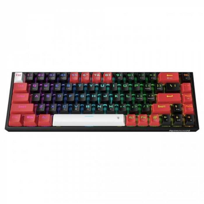 Tastatura Wireless Redragon Castor Pro, RGB LED, USB Wireless/Bluetooth, Black-Red