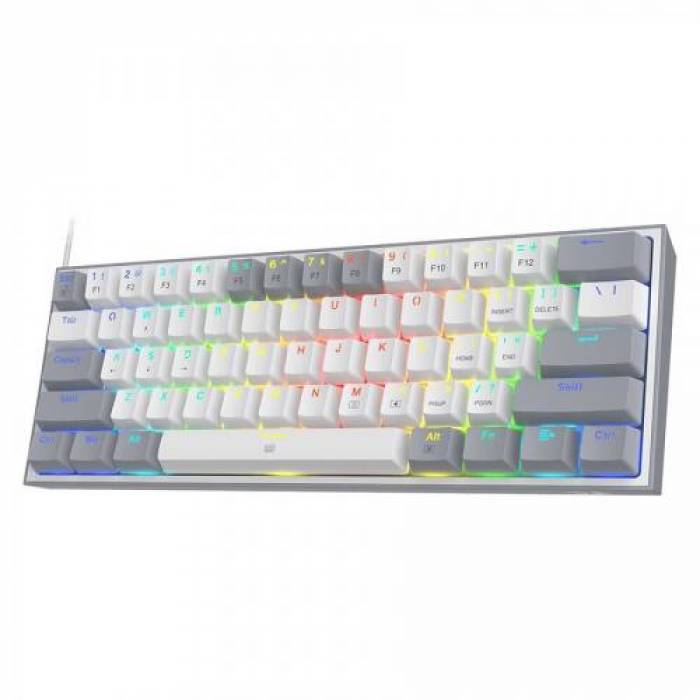 Tastatura Wireless Redragon Fizz Pro, RGB LED, USB Wireless/Bluetooth, White-Grey