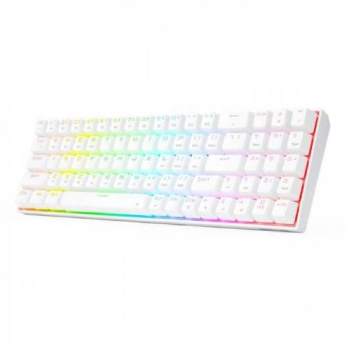 Tastatura Wireless Redragon Zed Pro, RGB LED, USB Wireless/Bluetooth, White