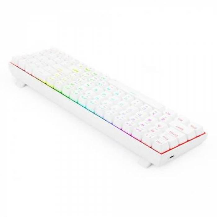 Tastatura Wireless Redragon Zed Pro, RGB LED, USB Wireless/Bluetooth, White