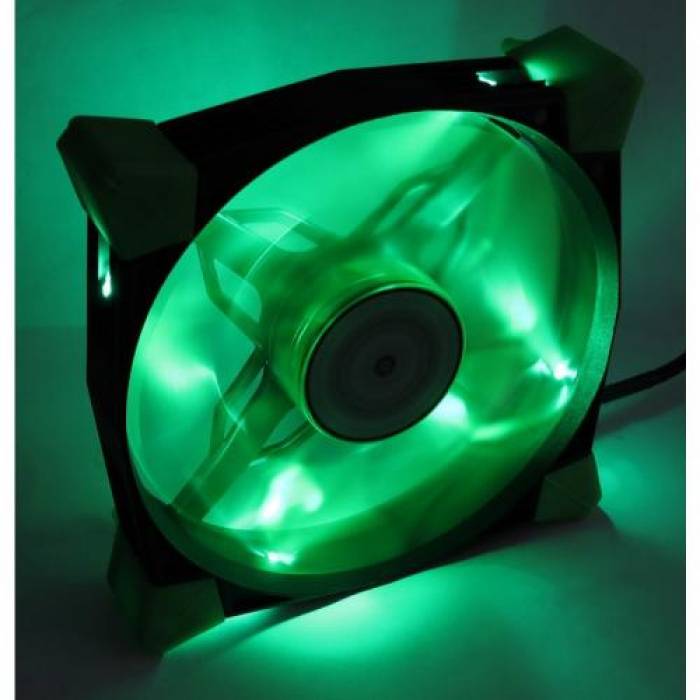 Ventilator Inter-Tech CobaNitrox Extended N-120-G 120mm, Green LED